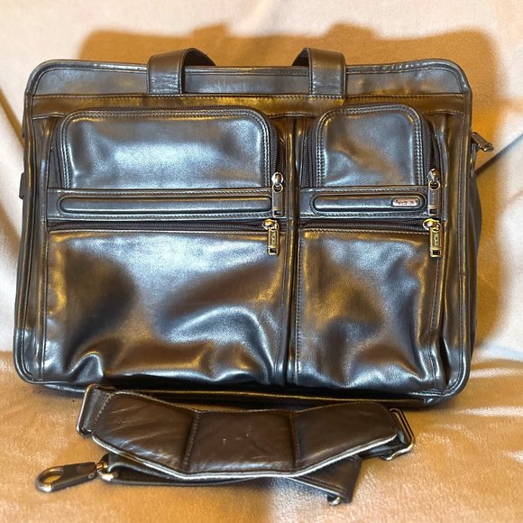 TUMI BLACK 96145D4 LEATHER Briefcase